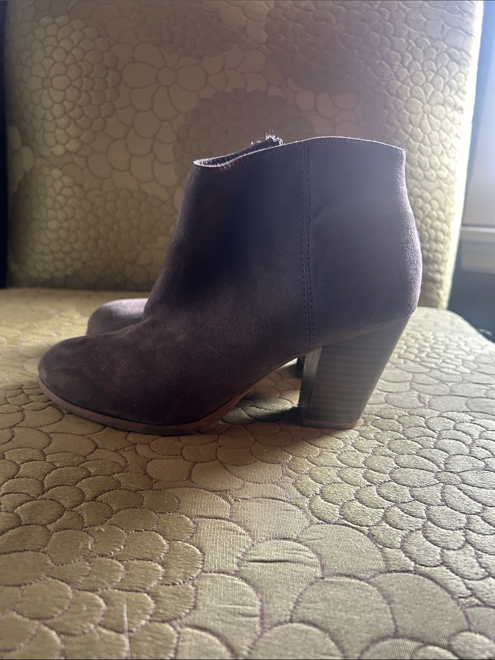 Old Navy Brown Suede Block Heel Ankle Booties